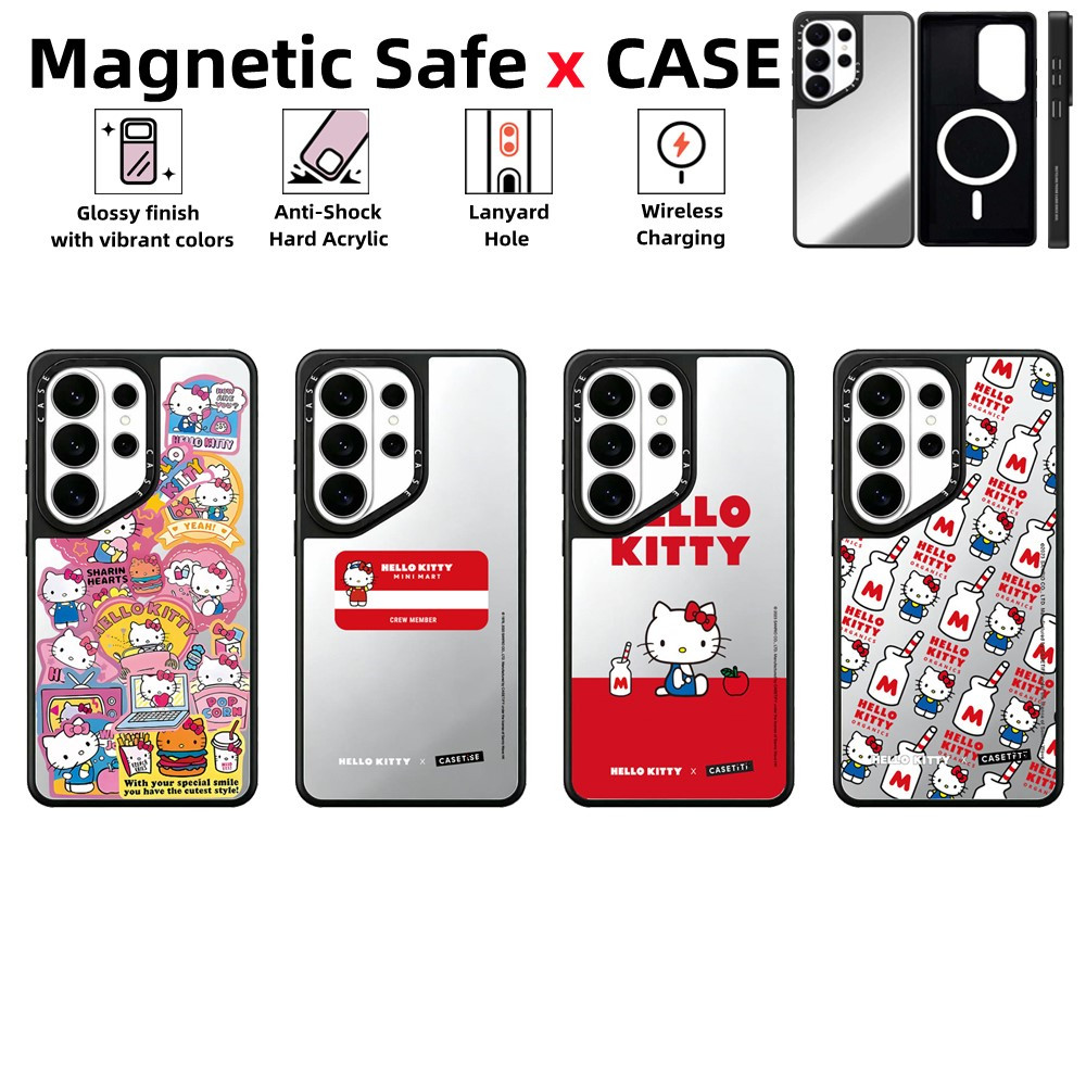 Samsung Galaxy S26 S25 S24 S23 S22 Ultra Plusเคสโทรศัพท์Hello KittyCASEกระจกแม่เหล็กปลอดภัยปลอกกันกระแทกต้านทานฝาครอบป้องกัน