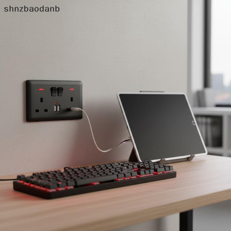 [shnzbaodanb] 13A Double USB Wall Soet 5V 2.1A ปลั๊กชาร์จเร็วพร้อมไฟ LED สําหรับ Multi Room และโรงแร