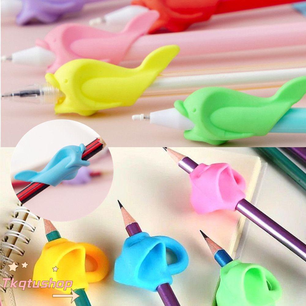 IMIHAN1 สีสุ่มซิลิโคนดินสอ Grips ปลารูป Ergonomic เด็กผู้ใหญ่การฝึกอบรม Grip Holder
