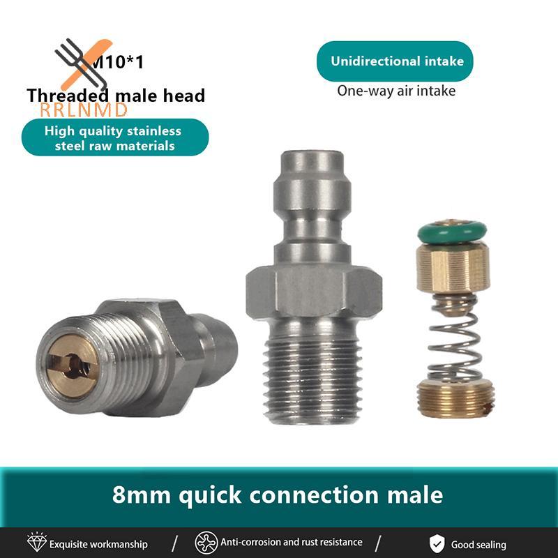 RRLNMD ชาย Connector 8 มม.ชายด้าย Qui Connect วาล์ว PCP บรรจุวาล์ว M10x1 1/8NPT 1/8BSPP สําหรับปั๊มแ