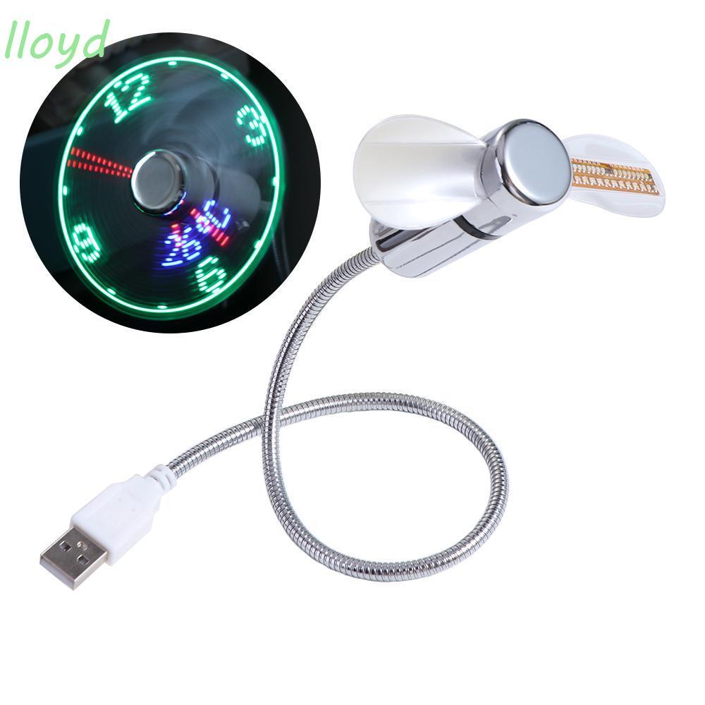 LLOYD พัดลมนาฬิกา LED, ยืดหยุ่น Gooseneck USB นาฬิกาพัดลมเย็น,ทนทานเวลาอุณหภูมิจอแสดงผลปรับแบบพกพา G