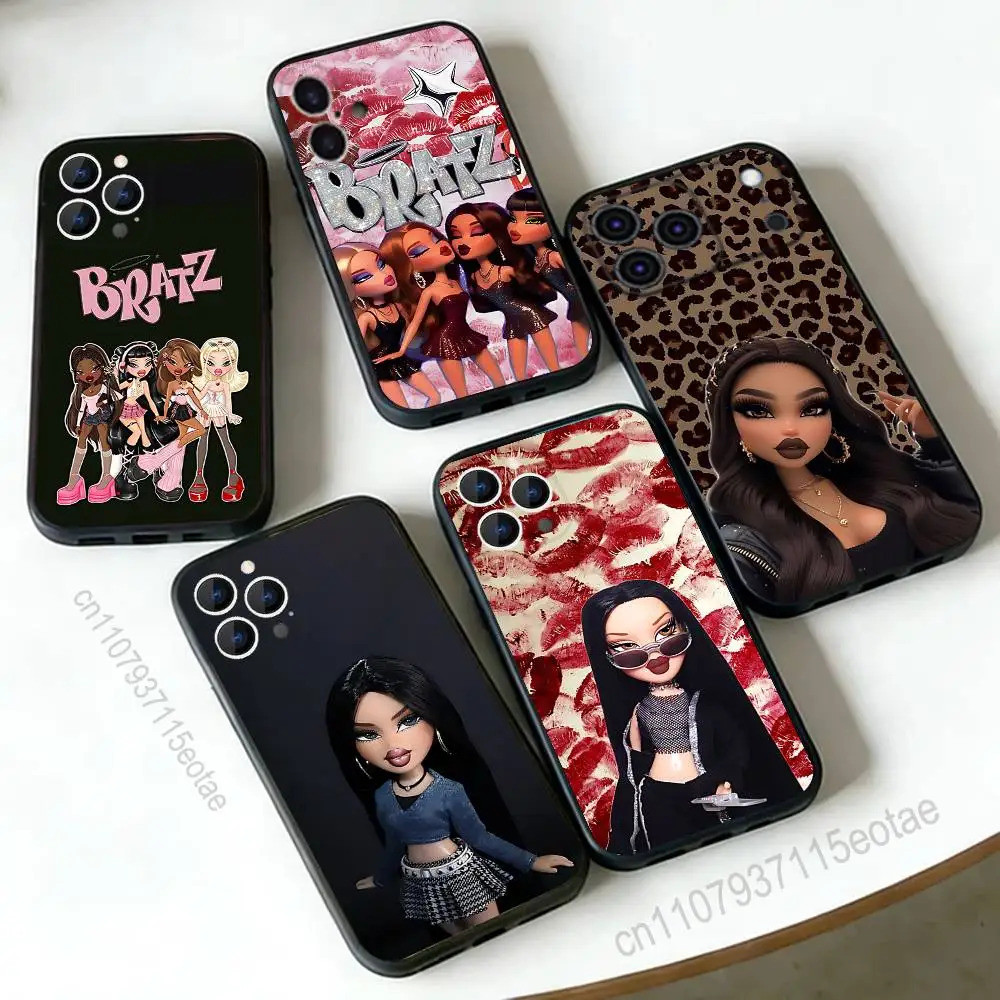 TP-1แฟชั่นB-Bratz DollSสีดํานุ่มสําหรับiPhone 17 13 14 15 11 16 12 Pro Max Pro Max Plus E Air Miniฝา