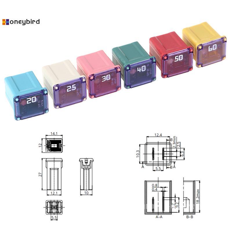 Honeybird Mini Square Fuse58V 20A 25A 30A 40A 50A 60A ยานยนต์ฟิวส์รถยนต์ 16*12*10 มม.Nice