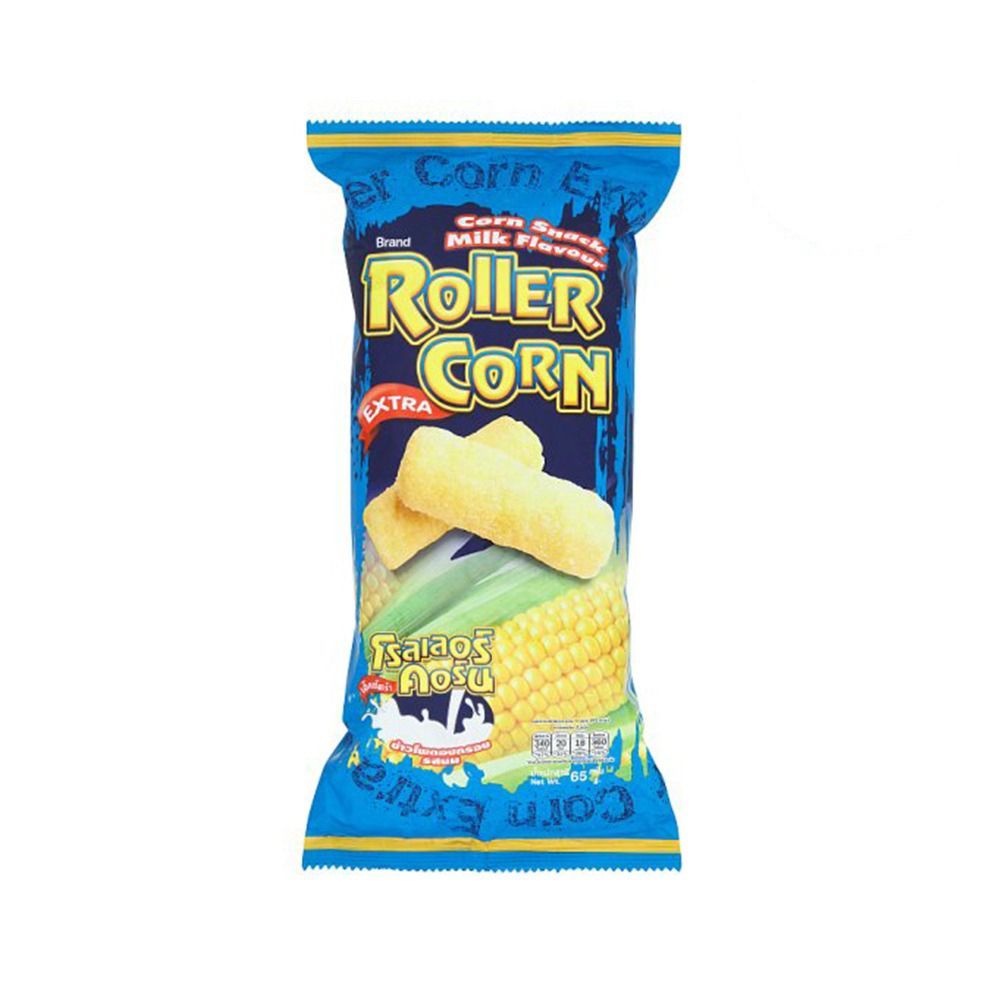 [สินค้าส่งด่วน] โรลเลอร์คอร์น ข้าวโพดอบกรอบ รสนม 65ก. ROLLER CORN SNACK MILK FLAVOUR 65G.