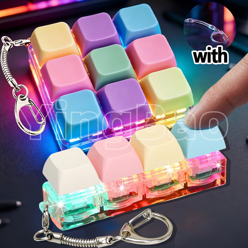 คีย์บอร์ด Fidget ของเล่นพร้อมไฟ LED คีย์บอร์ด Fidget พวงกุญแจ 9-in-1 คีย์บอร์ด Decompression ปุ่มความเครียดบรรเทา Fidget ของขวัญ