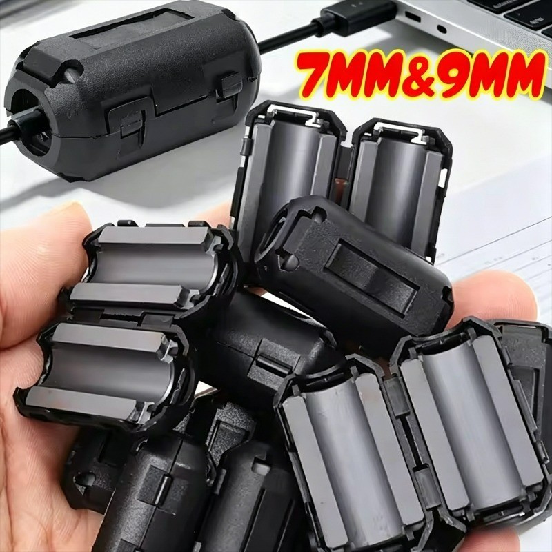 แม่เหล็กรองรับเสียงรบกวน Ferrite Core | คลิปป้องกันการรบกวน 7 มม./9 มม. สําหรับสายไฟ HDMI USB, สแน็ป-บนแบบไม่ใช้เครื่องมือ, การใช้เครื่องเสียงอุตสาหกรรมและรถยนต์
