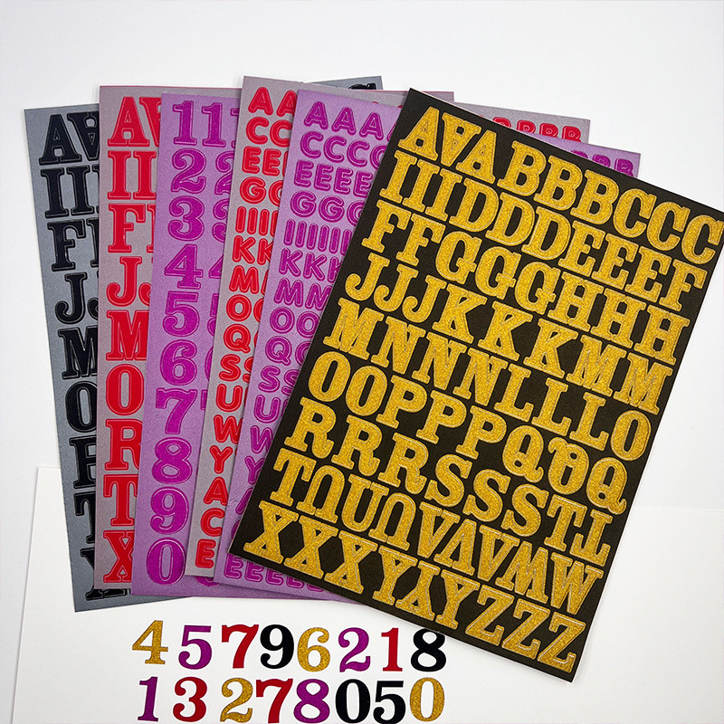 Color Letter Glitter Stickers Creative diy Holiday Party Handbook Number Onion Powder Stickers Ready