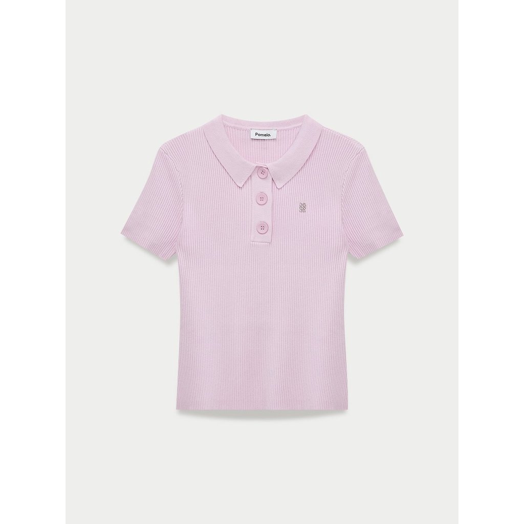 [Pomelo] เสื้อถักคอวีแบบมีลายริ้ว / Ribbed Sweetheart Neck Knitted Top