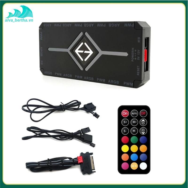 ARGB PWM Controller รีโมทคอนโทรลไร้สายพัดลม Hub PWM ARGB Controller Hub อะแดปเตอร์คอมพิวเตอร์พีซีกรณ