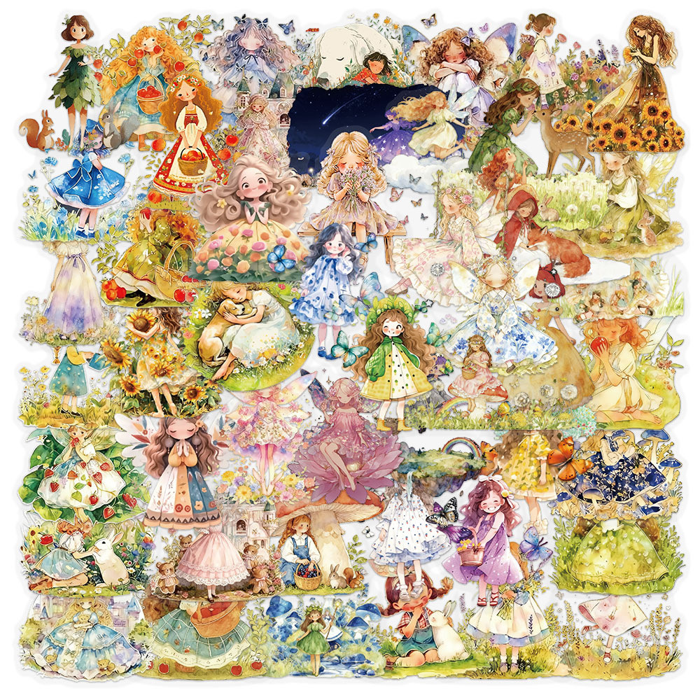 50 ชิ้นการ์ตูนเทพนิยายสาว PET สติ๊กเกอร์กันน้ําพลาสติก (2)