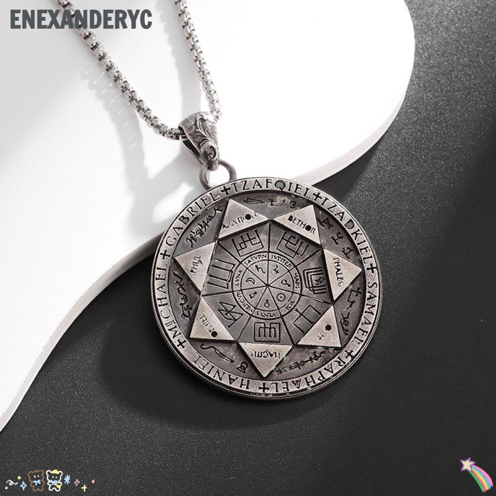 ENEXANDERYC 7 Archangels จี้ซีล,สแตนเลสขัดเงา Solomon Amulet สร้อยคอ,เครื่องประดับ Hip Hop Amulet เค