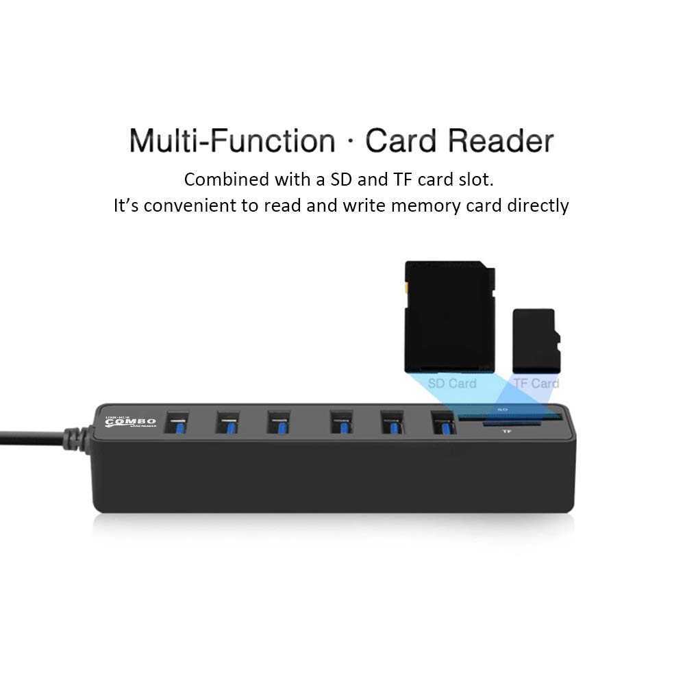 อะแดปเตอร์ USB Hub 2.0 8in1 USB 2.0 MicroSD SD TF Card - CB220602