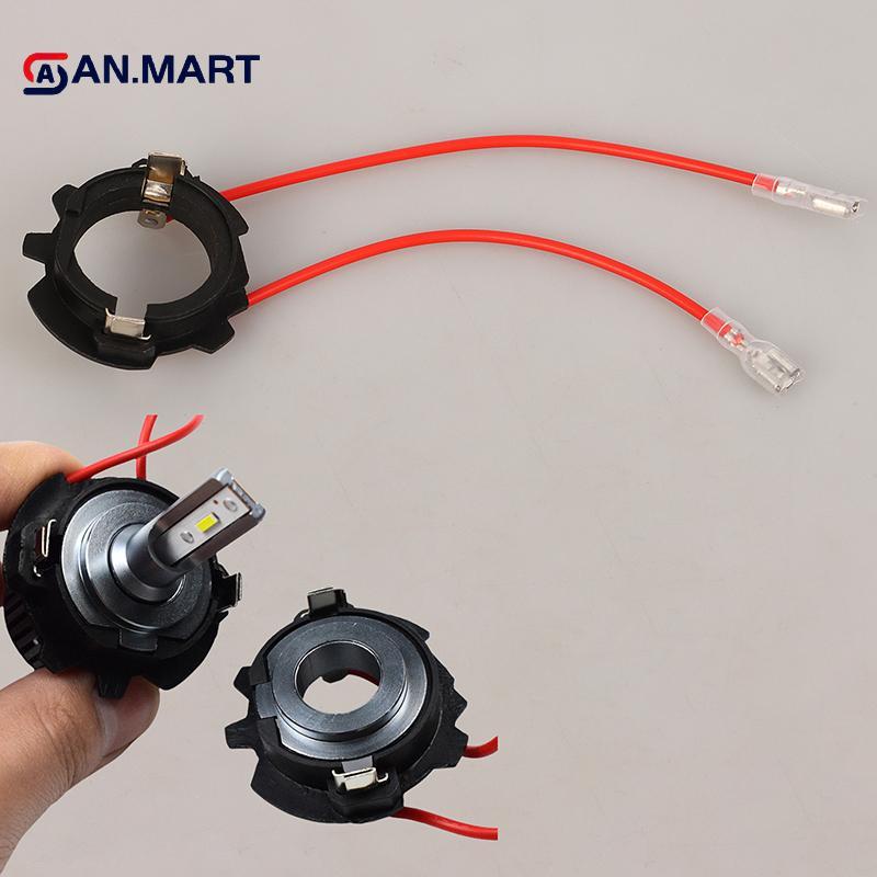 AN.MART 2PCS สําหรับ JETTA โคมไฟพลาสติกฐานอุปกรณ์เสริมไฟหน้า H7 LED ไฟหน้าหลอดไฟฐานอะแดปเตอร์ผู้ถือ 