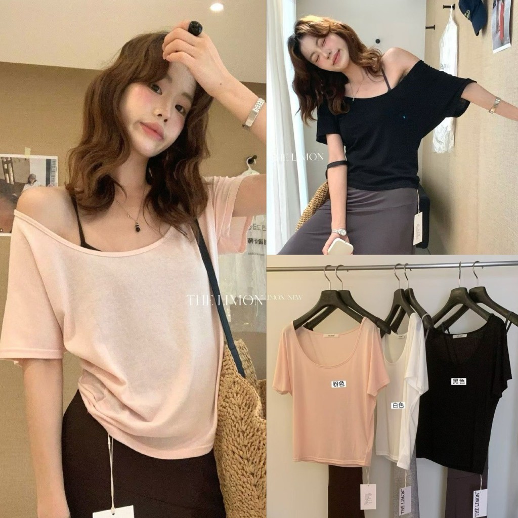 ❤ 🧵 🇰🇷 LM10567 เสื้อแขนสั้น คอกว้าง ผ้าบาง ใส่สบาย ใส่แมทซ์ดรือใส่เดี่ยวก็ได้เลยค่า แฟชั่นเกาหลี TAG LEMON  🧡