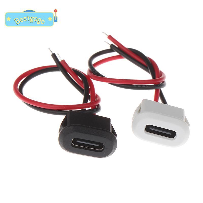 [Bestgogo-t] 2Pin USB-C TypeC กันน้ํา USB Connector การบีบอัดโดยตรงหญิงฐานหญิง Soet อินเทอร์เฟซการชาร์จพร้อมลวดเชื่อมกันน้ํา Soet
