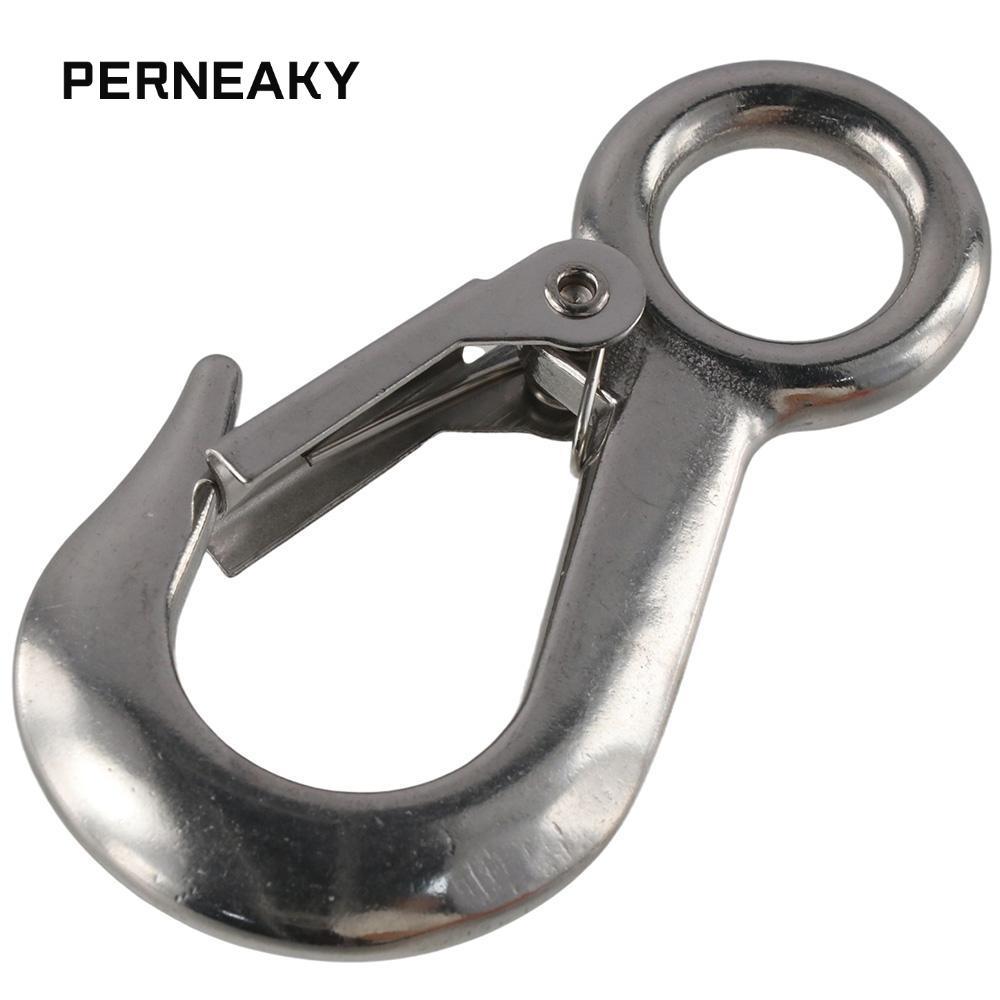 PERNEAKY ตะขอสลิป, 304 สแตนเลส 0.2t Grab Hook, Snap Hook Sliver 440 Lbs.Work Load Lifting Hook Engin