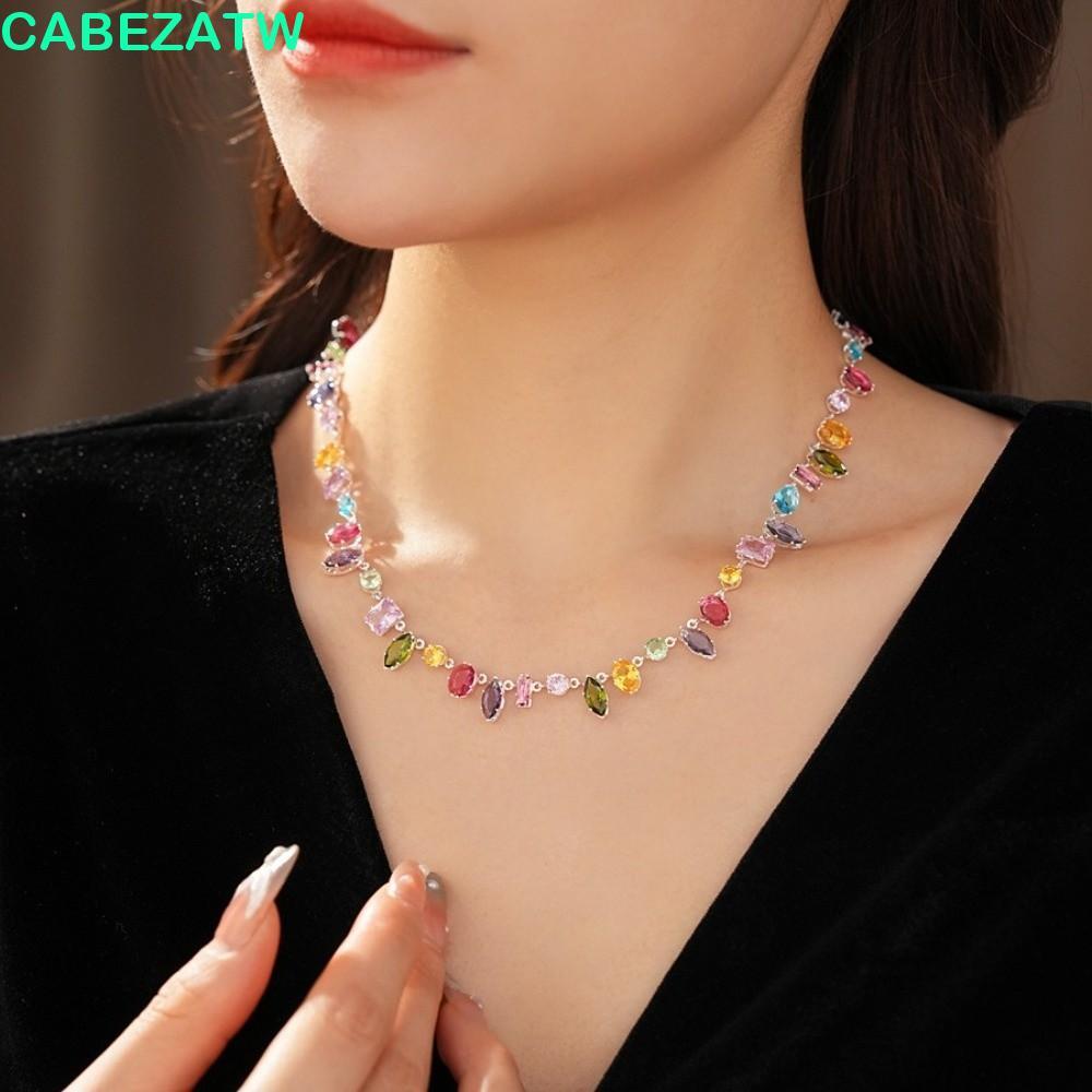 CABEZATW คริสตัลZirconสร้อยคอ,ที่มีสีสันประกายZirconสร้อยคอสร้อยข้อมือEariings,ของขวัญZircon Elegant