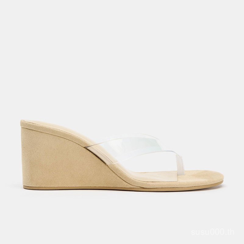 ZARA2026 สไตล์ใหม่รองเท้าแตะส้นลิ่มผู้หญิงฤดูร้อนสวมใส่ด้านนอกโปร่งใส Flip-Flops รองเท้าแตะหนา Soled Anti @-