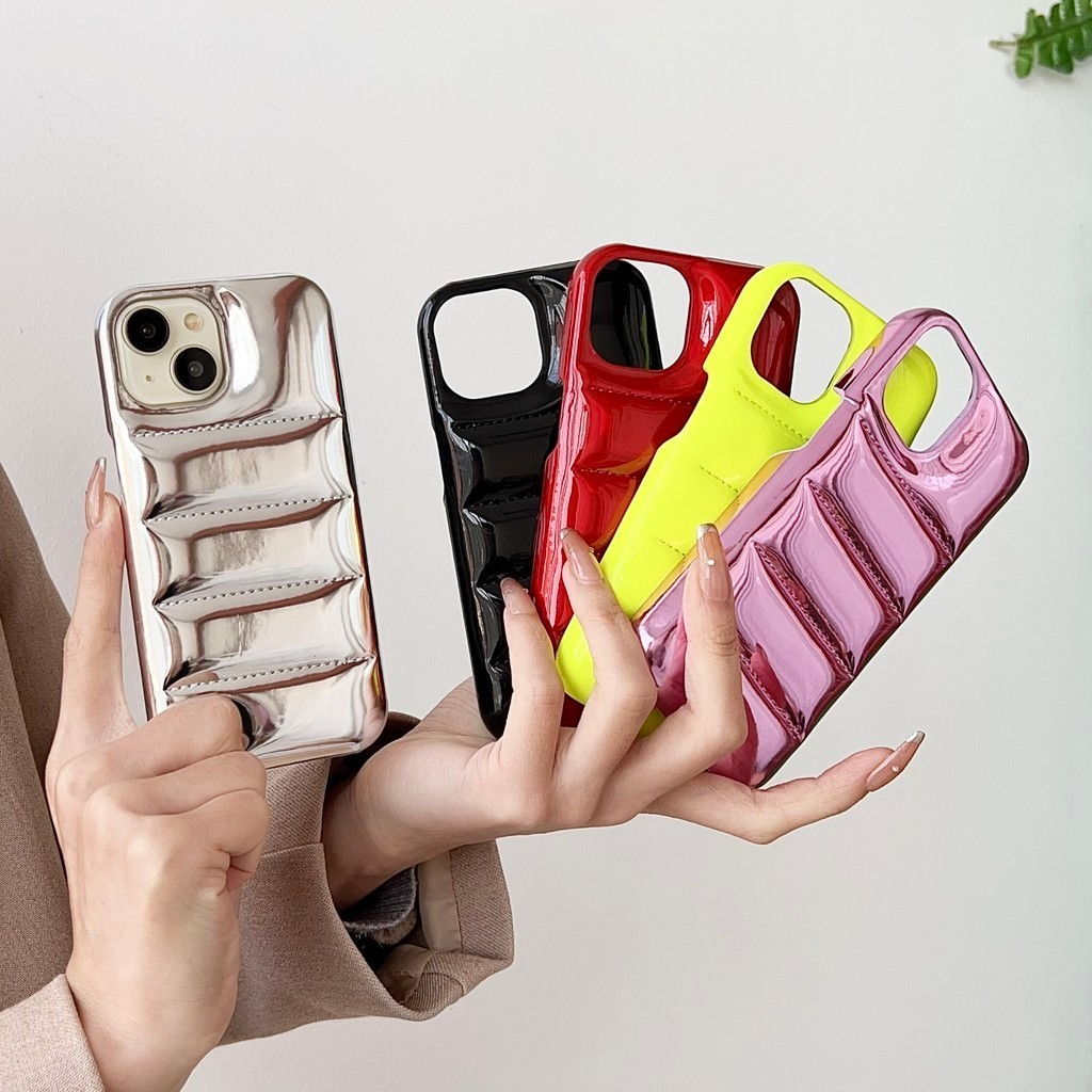 สําหรับ iPhone 17ProMax สีชมพูสีแดงสีดําและ Silvery Aurora เลเซอร์ผ้าฝ้ายบรรจุลงเสื้อแจ็คเก็ตเคสโทรศัพท์สําหรับ iPhone 17 16 15ProMax 14 13 ProMax 12 11 เคสโทรศัพท์ฤดูใบไม้ร่วงป้องกัน