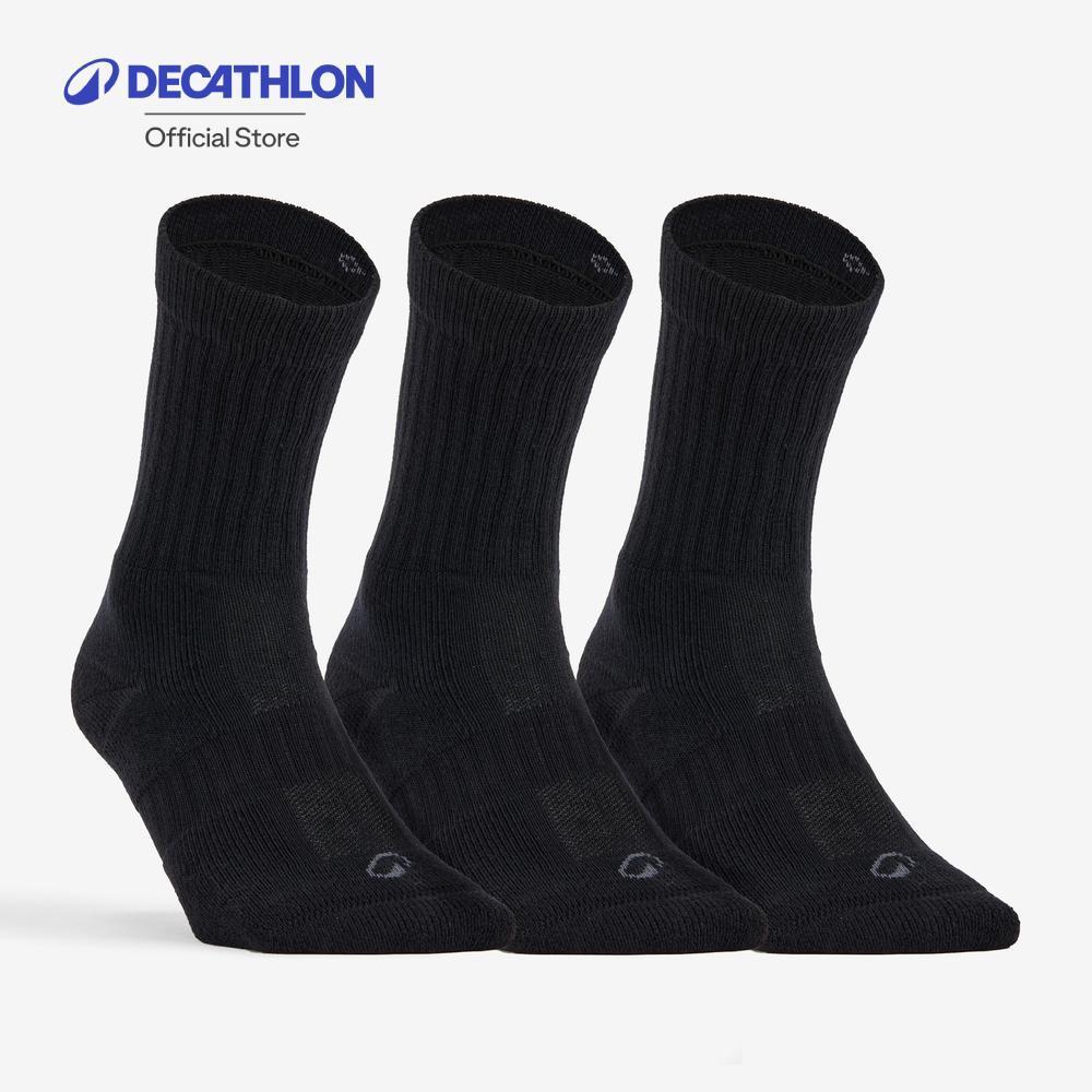 Decathlon High Tennis Socks Tri-Pack Rs 500 ถุงเท้าเทนนิสข้อสูง รุ่น Rs 500 แพ็ค 3 คู่ - Black