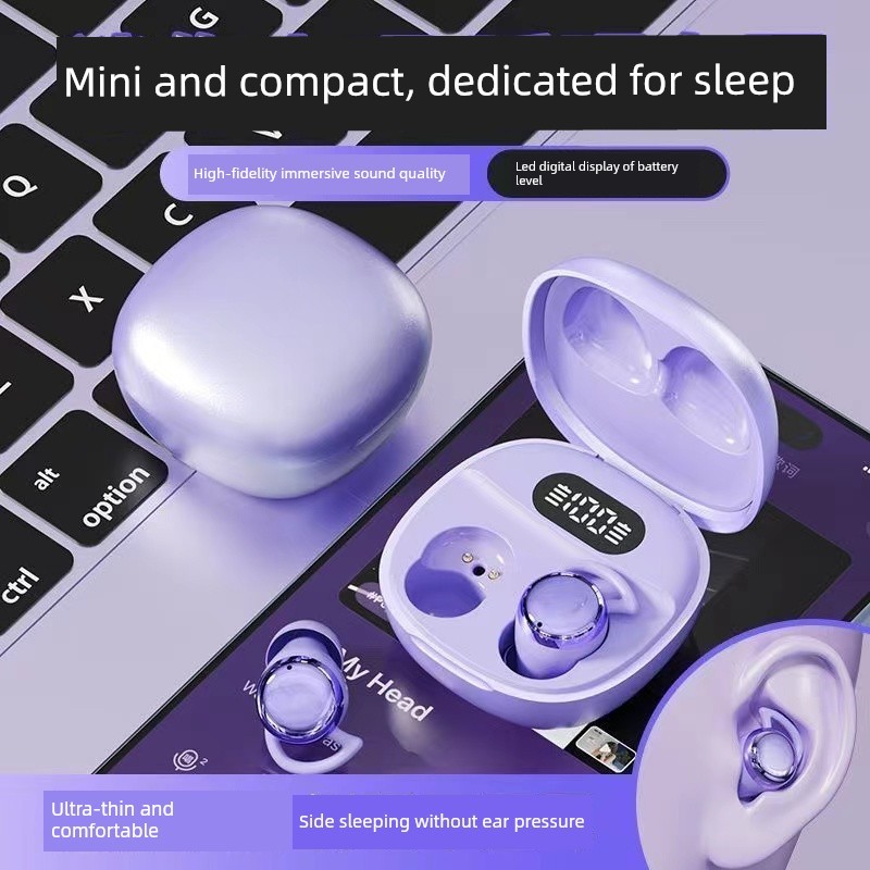 หูฟังบลูทูธ หูฟัง bluetooth 2025 ด้านข้างนอนแนะนํารูปแบบใหม่ที่มองไม่เห็นเสียงรบกวนยกเลิกการนอนหลับช