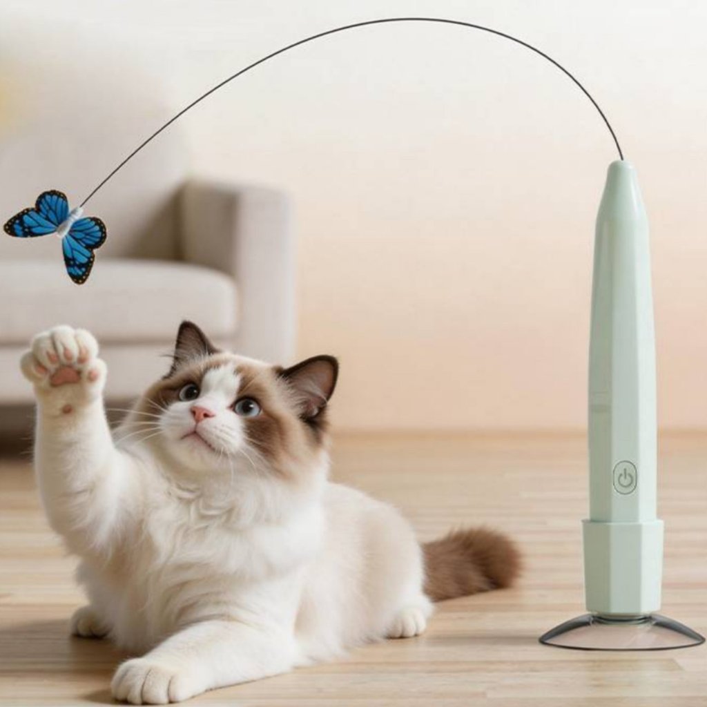 อัตโนมัติ Interactive Butterfly Feline ของเล่น Handsunattended ถ้วยดูด Feline Wand
