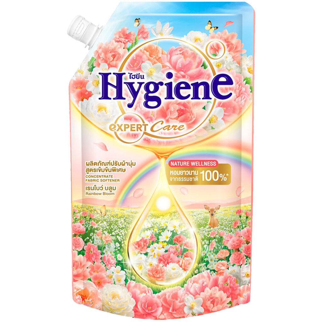 LeeMart น้ำยาปรับผ้านุ่ม ไฮยีน Hygiene Expert Care 470ML ปรับผ้านุ่ม ไฮยีน สูตร เรนโบว์ บลูม สีโอรส ขนาด 470 มล.