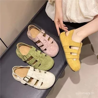 GKEB เหยียบบนอึรู้สึก Birkenstock รองเท้าแตะผู้หญิง 2026 ฤดูร้อนสไตล์ใหม่ Hollow Breathable Baotou รองเท้าแตะโรมันผู้หญิงรองเท้า