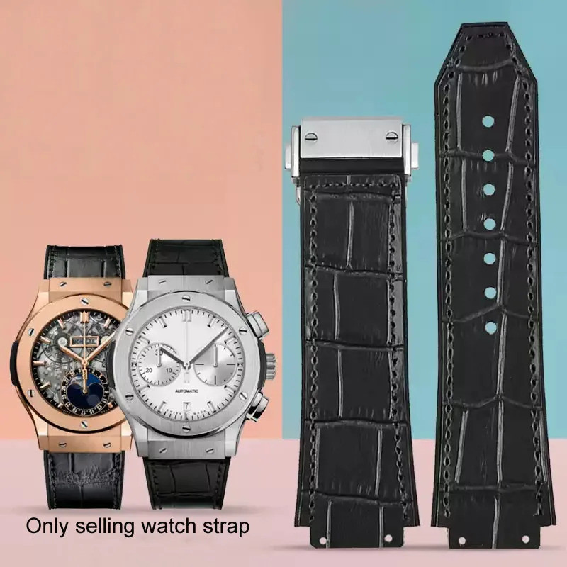 Genuine Leather Watchband For HUBLOT BIG BANG Waterproof Men's cowhide Watch Strap Rubber Watch chai