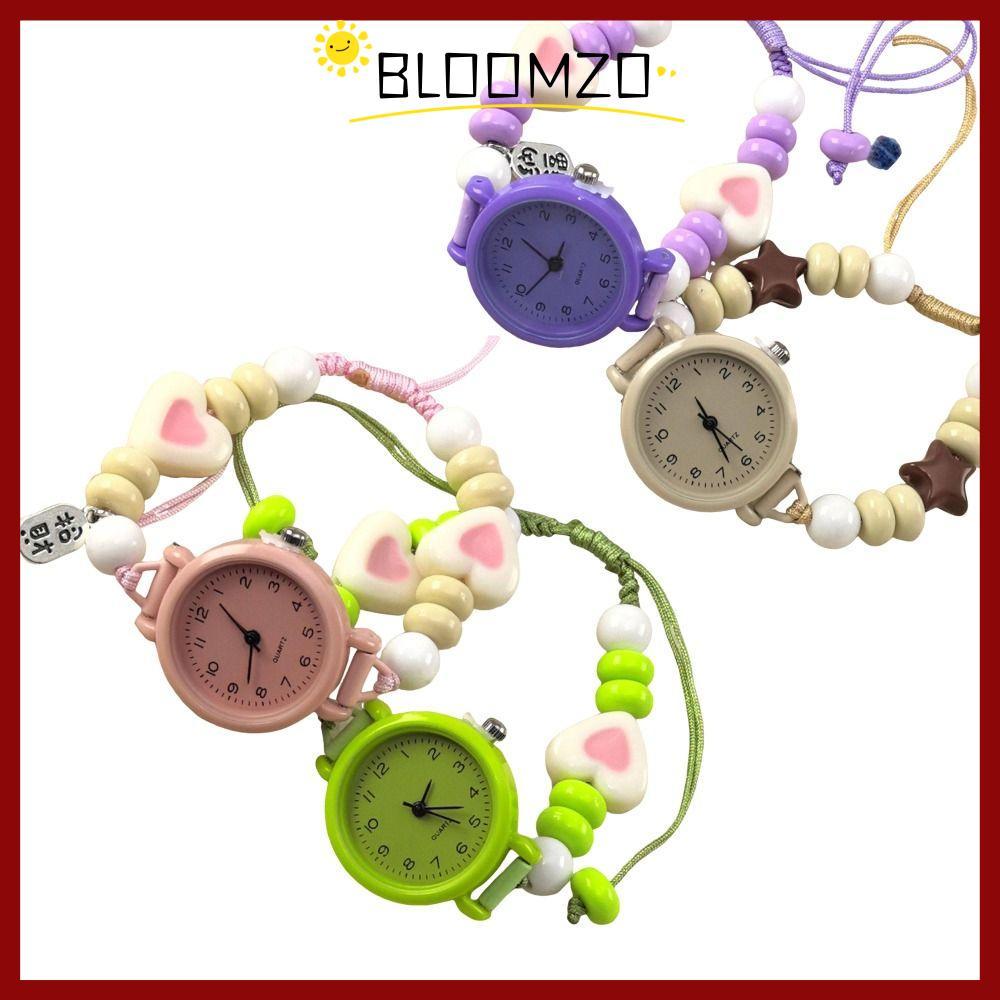in stockBLOOMZO Star Heart Chain Watch, Adjustable Beaded Bracelet Watch, Fashion Dopamine Pendant Quartz Watch Women Girls