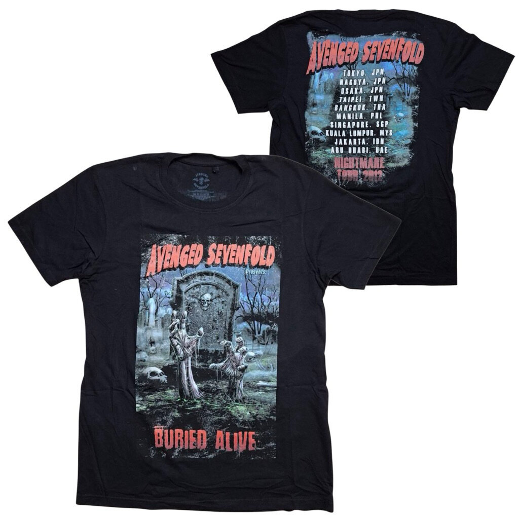 เสื้อวง AVENGED SEVENFOLD (A7X) UNISEX T-SHIRT : BURIED ALIVE TOUR (BLACK) ลิขสิทธิ์แท้ UK