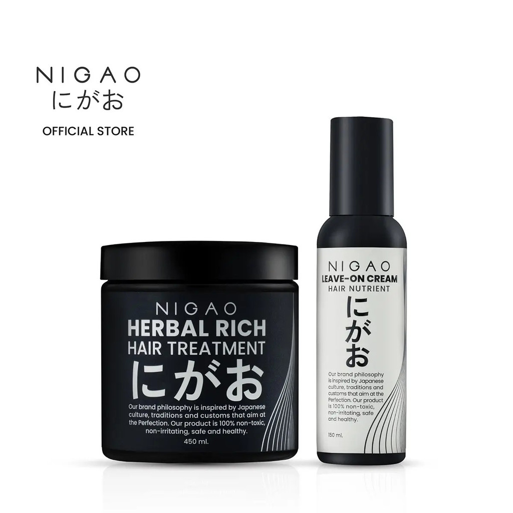 [ชุด] NIGAO Herbal Rich Hair Treatment + Leave-on Cream (450mL+150mL) |   Nikao Herbal Rich Hair Tre