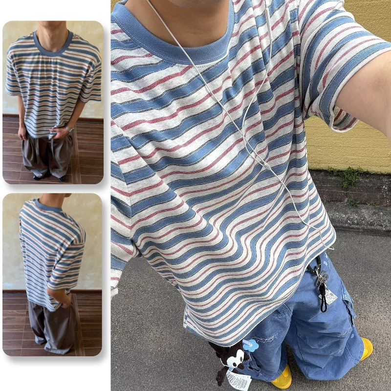 PannoFluxus เสื้อยืดผู้ชายแขนสั้น สไตล์อเมริกาสมัยเก่าน่าสวมใส่และออกแบบมาให้เหมาะทุกโอกาส