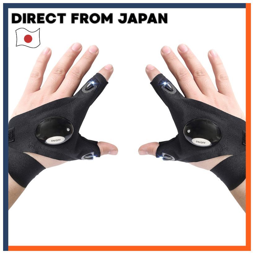 LED Flashlight Mechanic Gloves Flexible Pair For Low Light Work