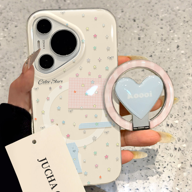 เคสแม่เหล็ก Star Heart ขาตั้งพับ Samsung S26 S22 S23 S24 S25 ultra Girl สีชมพู S25FE ใหม่เคสโทรศัพท์ป้องกันกรณี S24FE