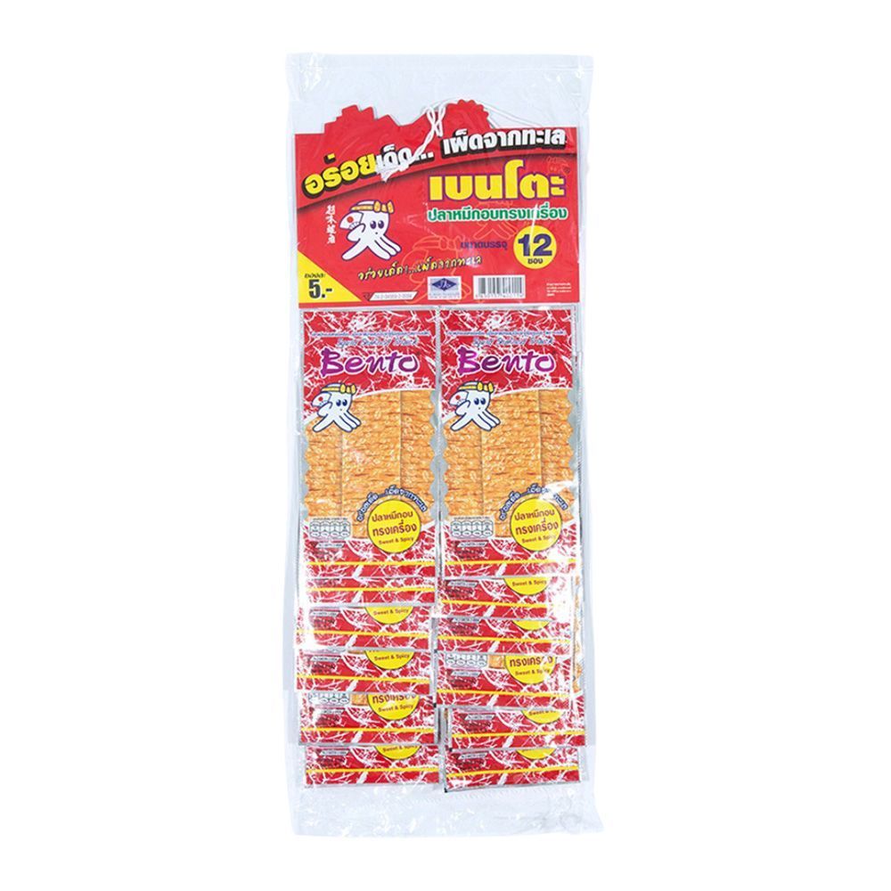 [สินค้าส่งด่วน] เบนโตะ ปลาหมึกอบทรงเครื่อง 4 กรัม X12 BENTO SWEET AND SPICY 4 GX12 PCS