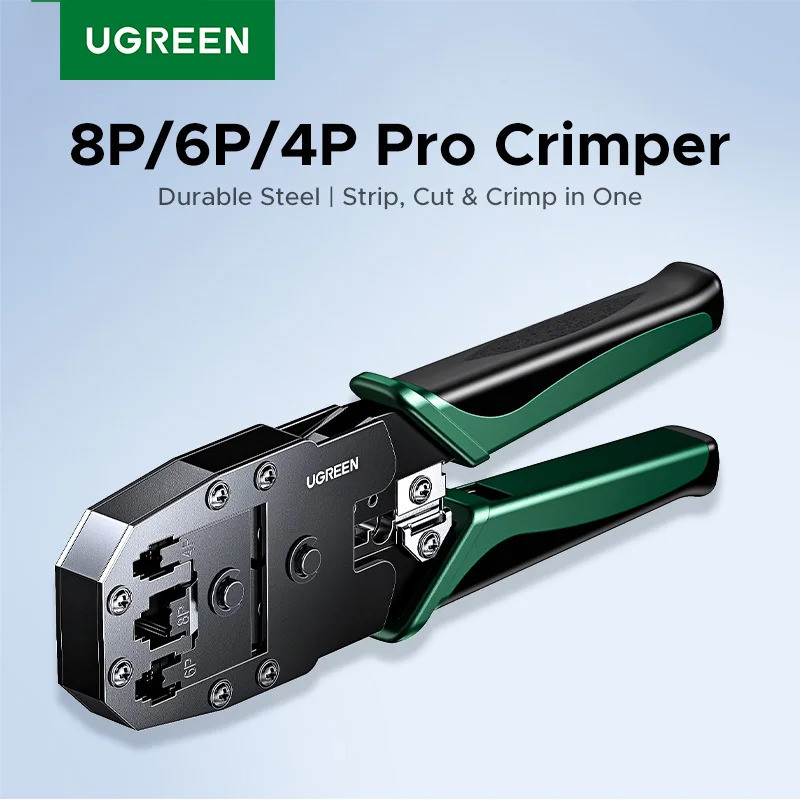 UGREEN RJ45 Crimper เครื่องมือสายเคเบิลเครือข่าย Punch Lan เครื่องมือสําหรับ Cat5e/6/6a 8P Ethernet 