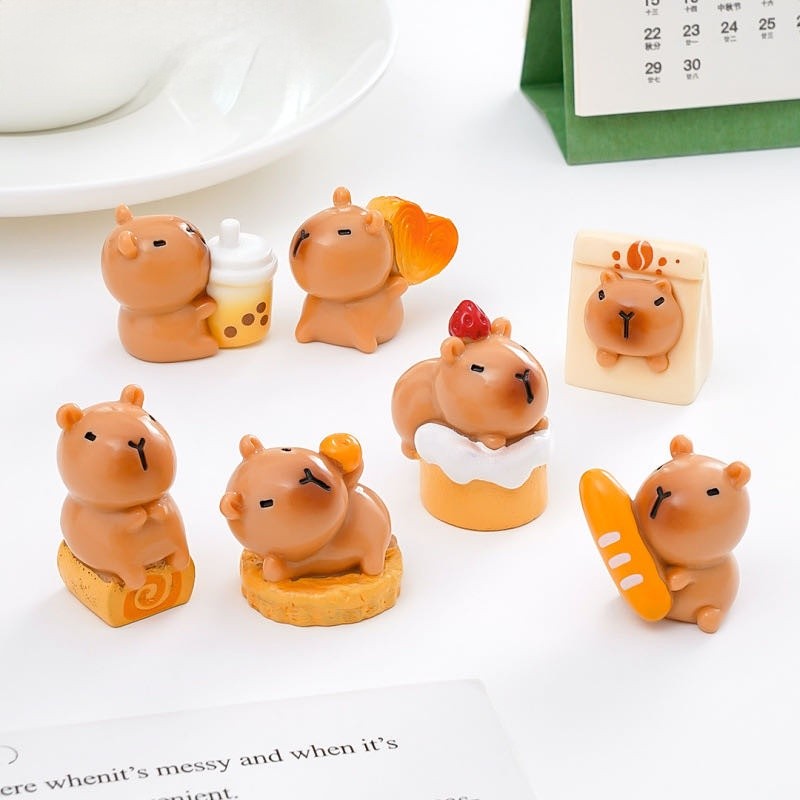 สร้างสรรค์น่ารักเค้กนมชา Kapibara Capybara ตุ๊กตา Aquascaping ตกแต่งสวน Moss Micro ภูมิทัศน์เดสก์ท็อป Mini diy ตกแต่ง