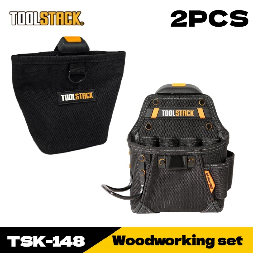 Toolstack Professional งานไม้ 2 ชิ้น-ชุด, Heavy-Duty เล็บกระเป๋าและช่างไม้ Toolkit เครื่องมือเอวกระเป๋าสําหรับ Repairman,Handyman