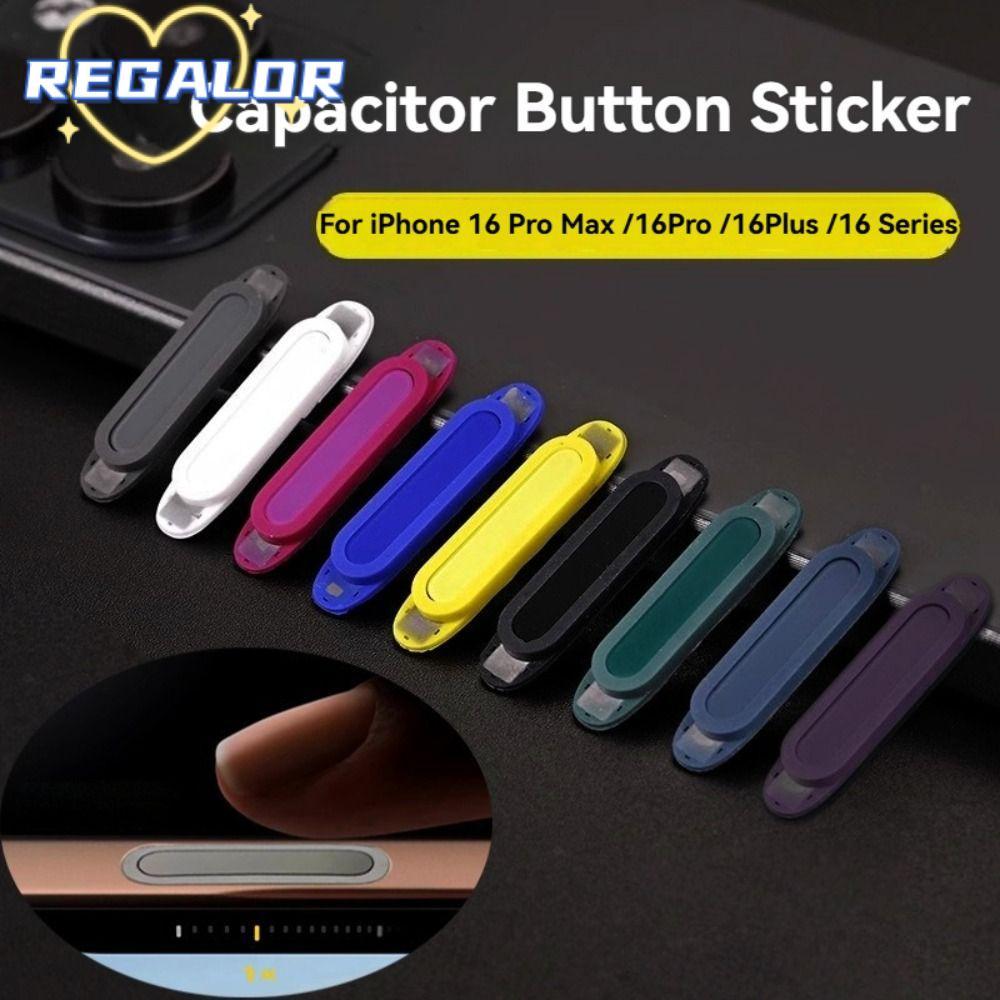 REGALOR0G สติ๊กเกอร์ปุ่มตัวเก็บประจุ, ปุ่มควบคุมกล้องซิลิโคนแบบสัมผัส, ปุ่มภาพสีดําไวต่อแสงสําหรับ 16 Max /16Pro /16Plus /16 Series