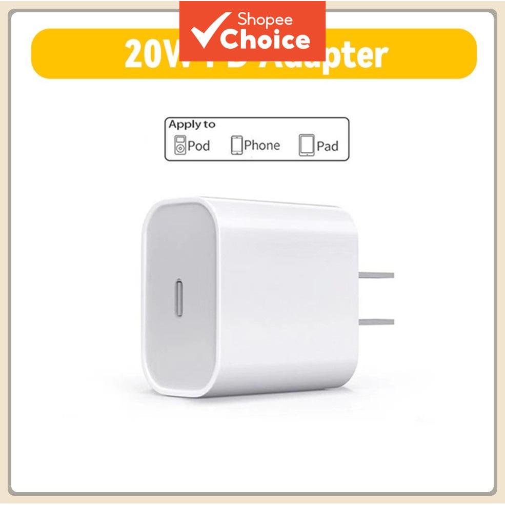 อะแดปเตอร์ชาร์จไฟติดผนัง USB-C PD 20W สําหรับ iPhone สําหรับ iPad อุปกรณ์เสริมเครื่องชาร์จเร็ว