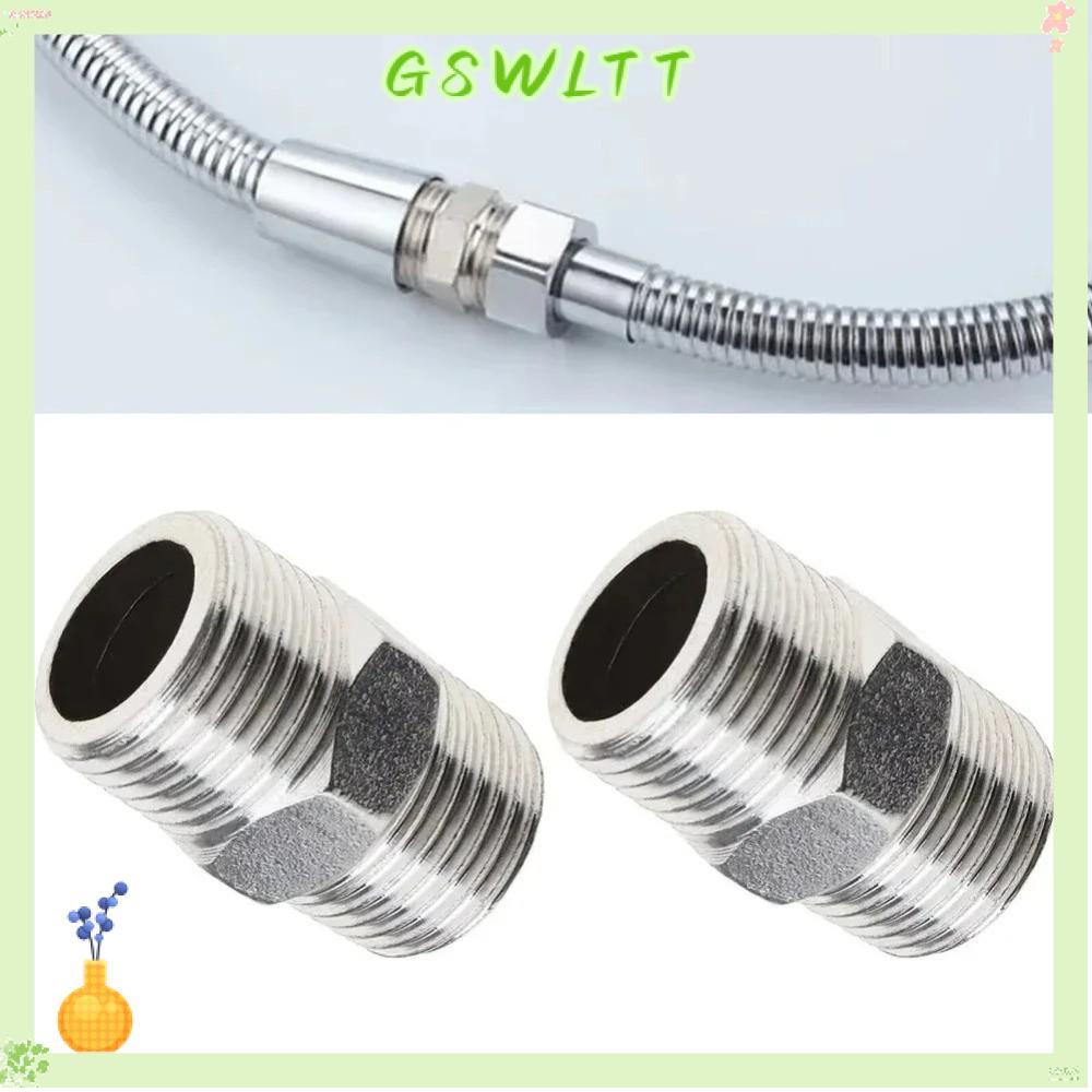 GSWLTT ชายคู่เชื่อมต่อด้าย,1/2 "ชายยาวพิเศษท่อฝักบัวขยาย,สากลหกเหลี่ยมจุกนมสแตนเลสประปาฟิตติ้งประปาประปาอุปกรณ์ประปา