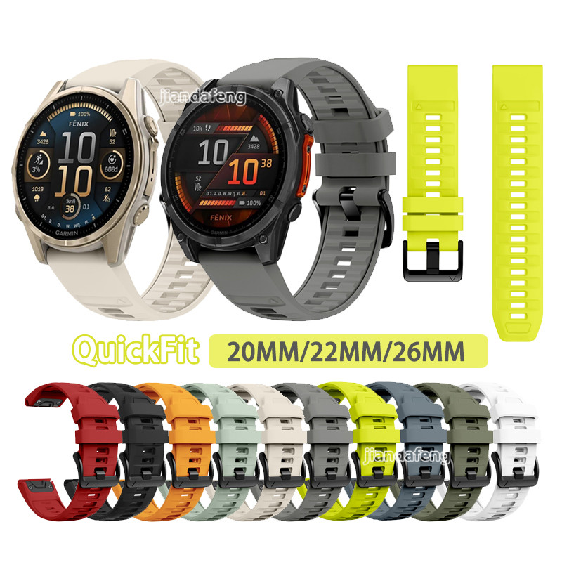 สีทึบ QuickFit นาฬิกาซิลิโคนสําหรับ Garmin Fenix 8 7 6 5X E Instinct Forerunner 970 965 945 MK2 MK3 Approach S62 S70 Descent G1
