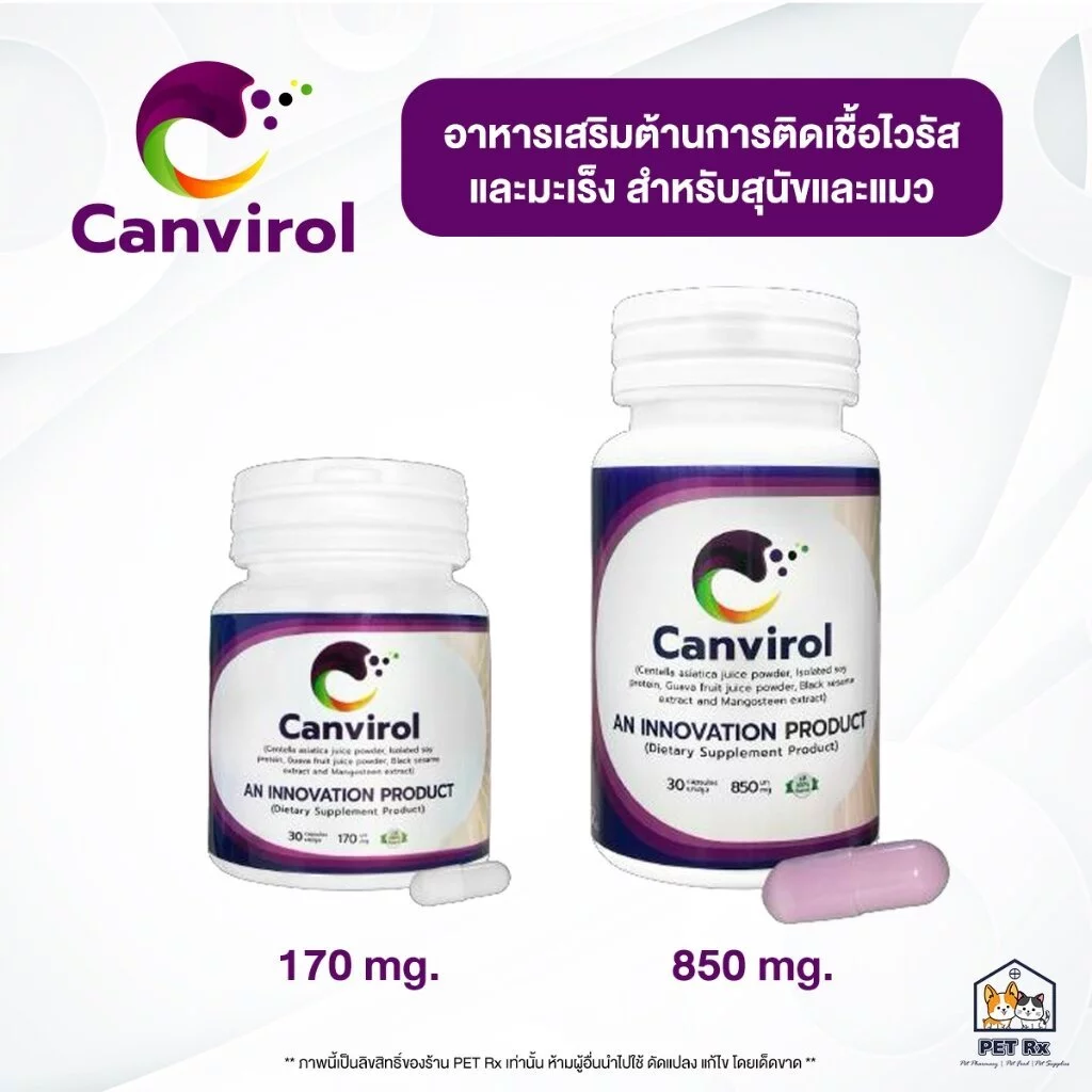 Canvirol [แท้💯] อาหารเสริมกระตุ้นภูมิสุนัขและแมว ใช้ประกอบการรักษาโรคติดเชื้อไวรัส เอดส์แมว ลิวคีเมีย และมะเร็ง