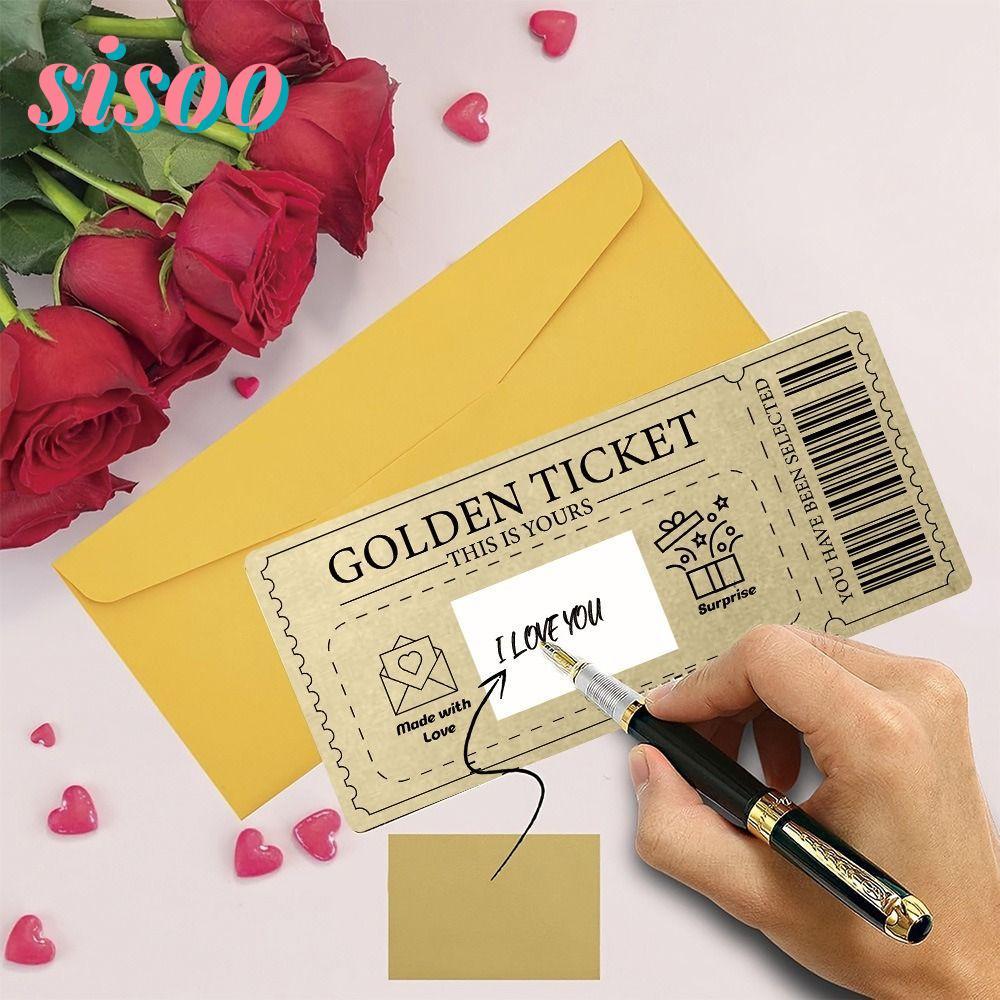 SIO Golden Ticket Scratch- Card, with Envelope Scratch Ticket Concert Ticket, Party Favor Raffle Gif