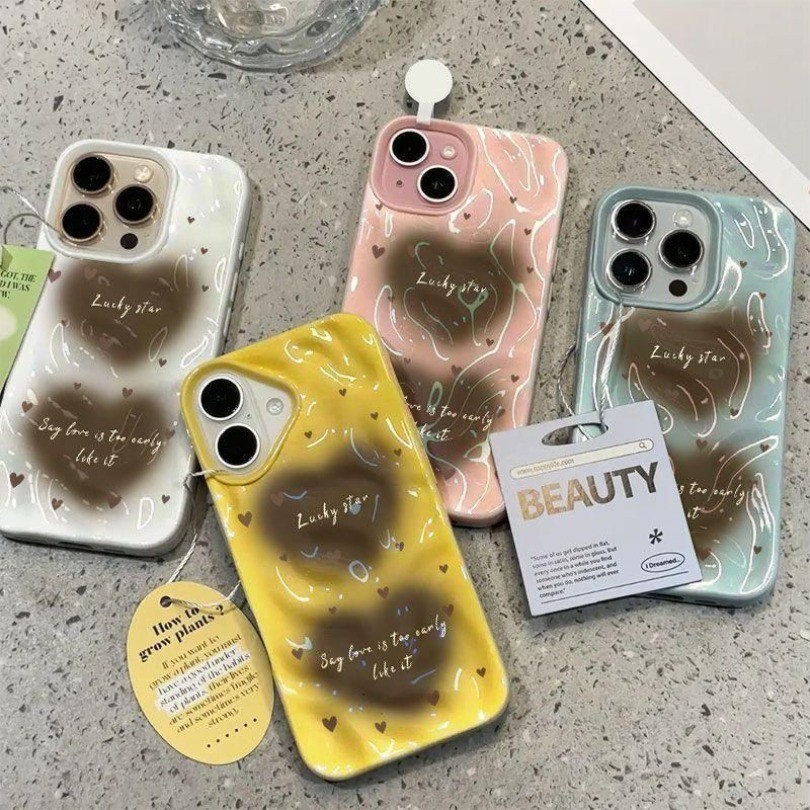 Vintage Wavy แฟชั่นสีดํา Love Heart Texture Wave Soft เคสโทรศัพท์สําหรับ Samsung Galaxy A06 A10S M01