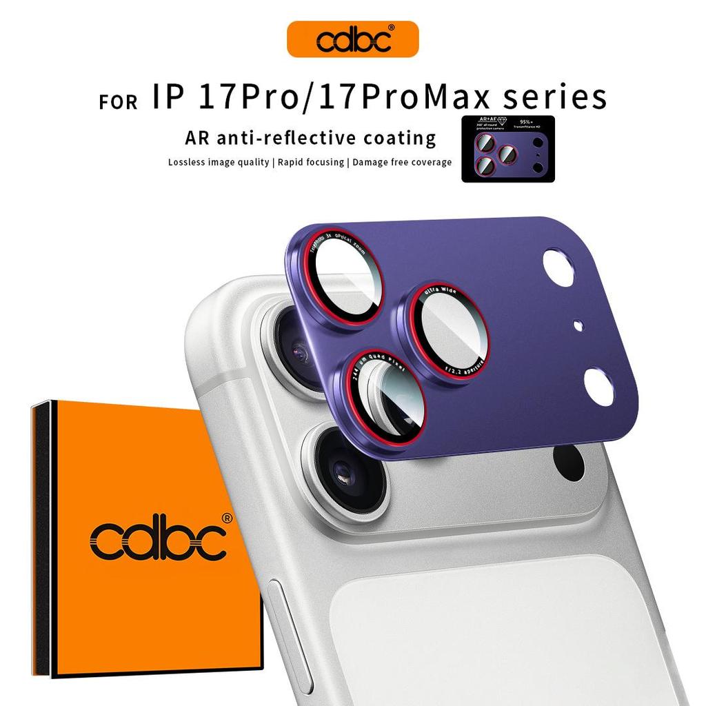 CDBC All In One ฟิล์มเลนส์กล้อง, อลูมิเนียมการบินป้องกันลายนิ้วมือเลนส์, กันกระแทกป้องกันเต็มรูปแบบสําหรับ iPhone 17 Pro Max / 17 Pro / 17 / 17 Air