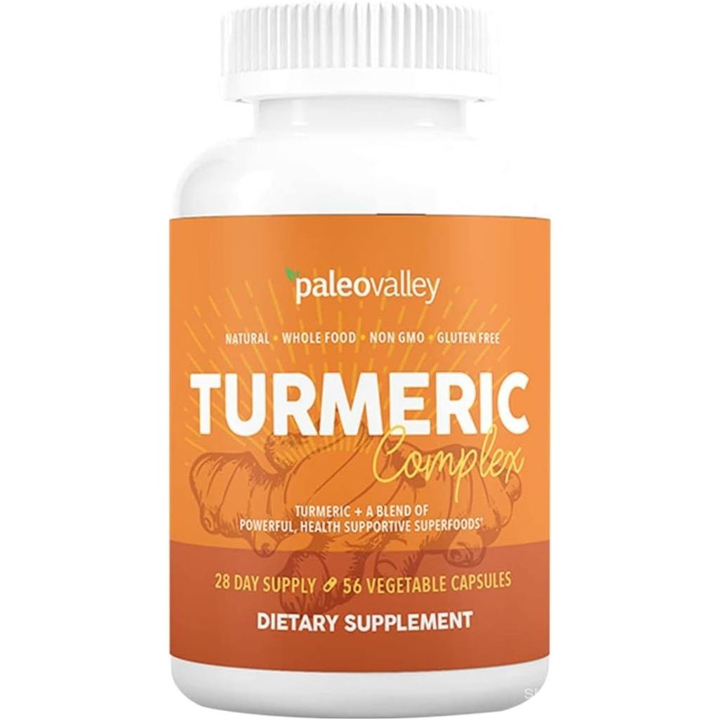 Palevalley ขมิ้นอินทรีย์ Complex ขมิ้นชันอินทรีย์เต็มสเปกตรัมพร้อม Healthportive ers 56 แคปซูลมังสวิ