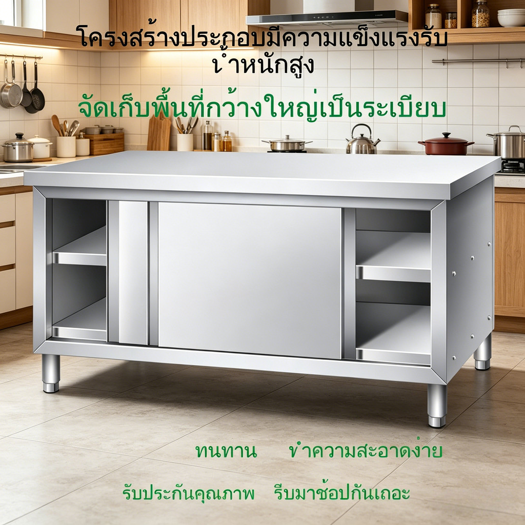 🔥พร้อมส่ง ส่งเร็วมาก🔥โต๊ะทำงานสแตนเลส 304โต๊ะทำงานสแตนเลส ตู้บ้านโต๊ะทํางานมัลติฟังก์ชั่น โต๊ะทํางาน