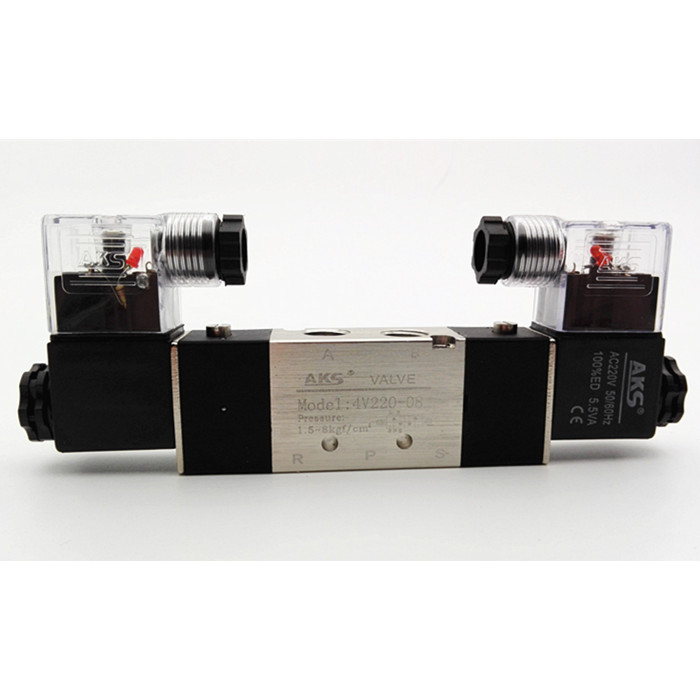 AKS Two-Digit Five-Way Solenoid Valve 4V220-08/320-10/420-15 Double Coil Check Valve